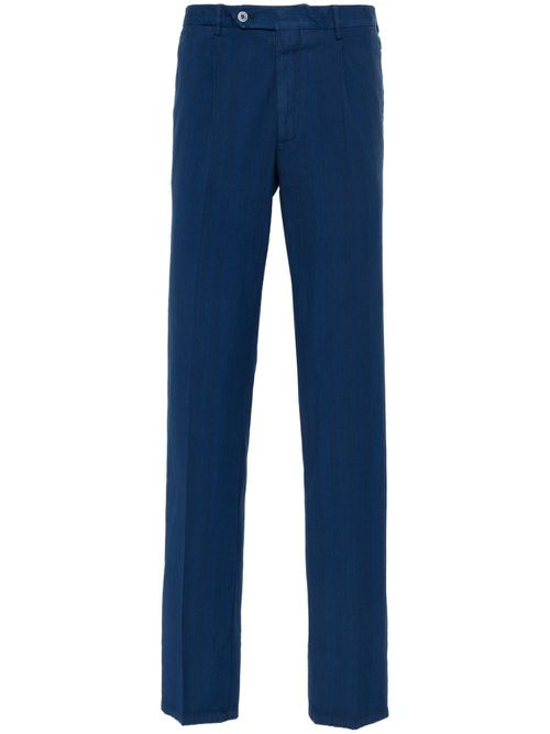 Seersucker slim-cut trousers - Blue