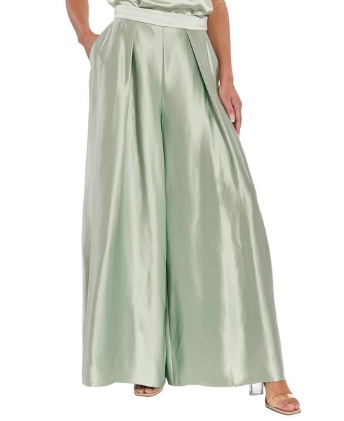 Women's Wide-Leg Solid Pants - SAGE GRAY