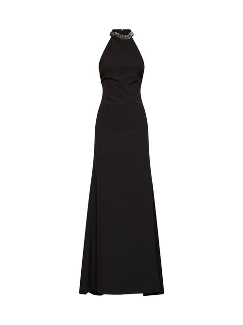 Crystal-Embellished Stretch Crepe Maxi Dress — Black