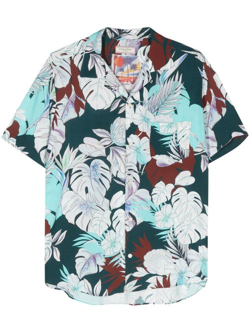 Floral-print camp-collar shirt - Green