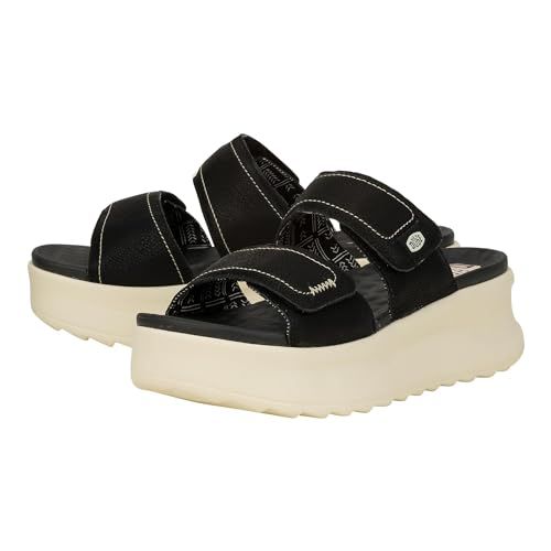 HEYDUDE Women's Delray Slide Surf Baja Blue/Pink/Multi