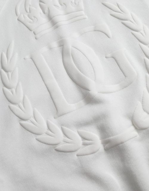 Embossed Logo Cotton Hooded Sweatshirt — White