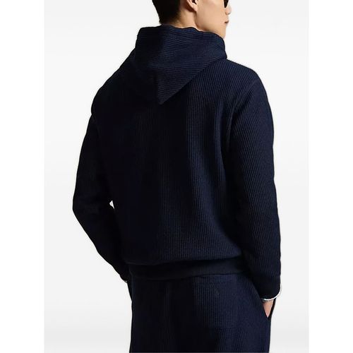 Waffle-knit hooded sweater