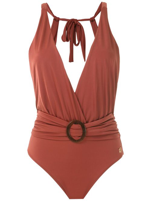 Draped swimsuit - Brown