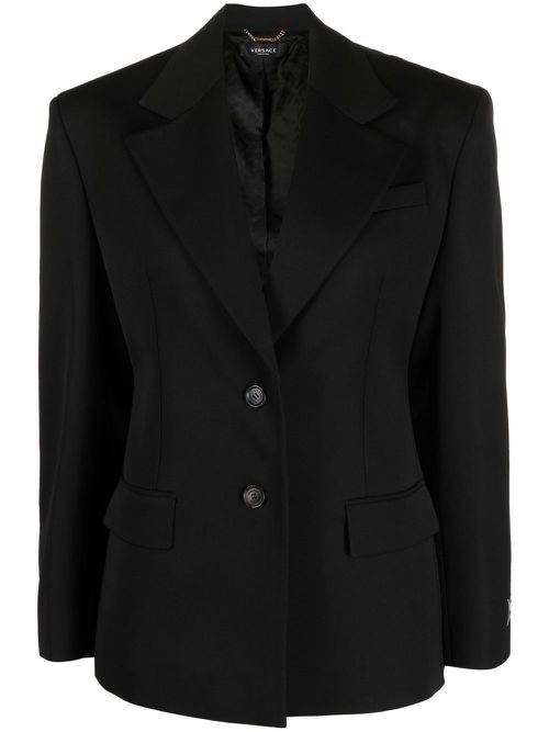 Single-breasted wool blazer - Black