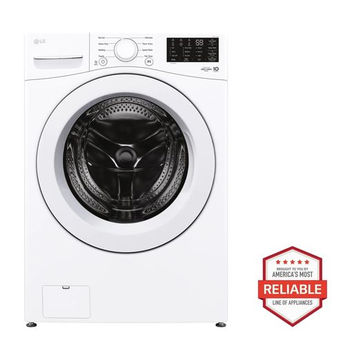 LG Mega Capacity Front Load Washer, White, 5.. ft