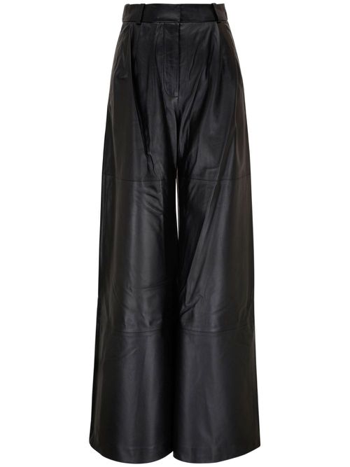 Luminosity wide-leg leather trousers - Black