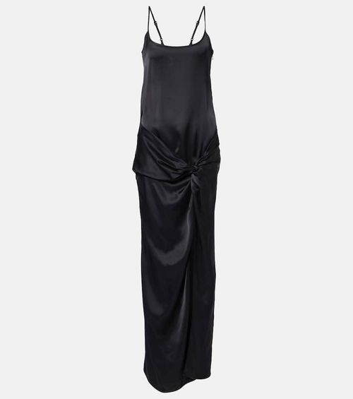 Gathered satin slip dress