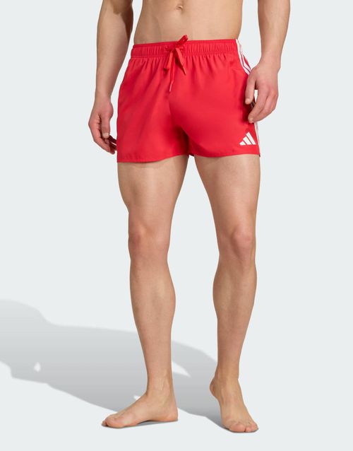 3-stripes swim shorts 3-inch in pure ruby / white-Red