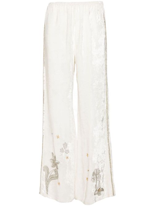 Velvet wide-leg trousers - White