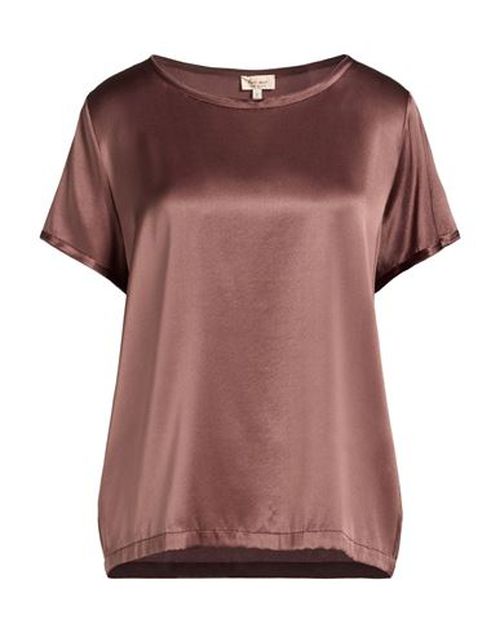 Woman Top Chocolate brown Size M Silk, Elastane