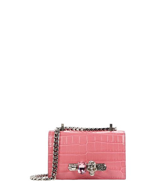 알렉산더맥퀸 미니 사첼 Mini Jewelled Croc-Embossed Satchel 6531341HB0Y