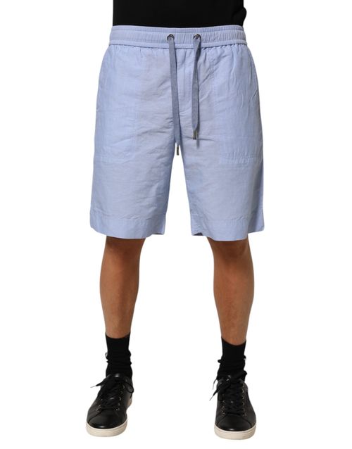 Linen Bermuda Shorts — Blue