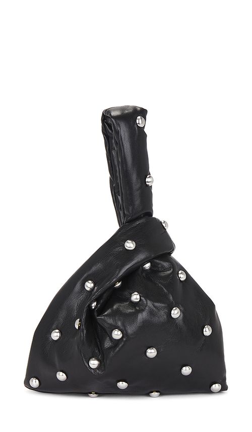 Nanushka Jen Mini Clutch in Black,Metallic Silver