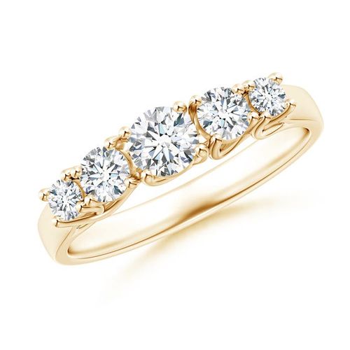 Angara 0.3 Carat Lab-Grown Five Stone Trellis Set Diamond Wedding Ring in 14K Yellow Gold