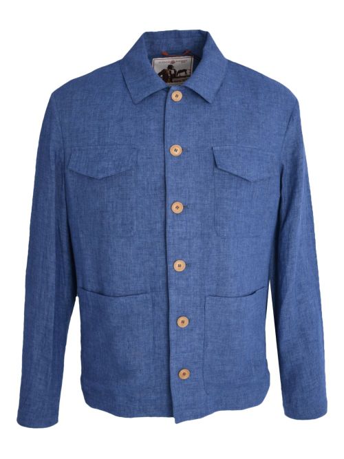 Button-fastening patch-pocket jacket - Blue