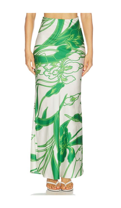 MISA Los Angeles Sienna Skirt in Green,White. S. Also in XS, XXS, M
