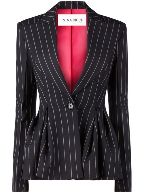 Pinstripe peplum blazer - Black