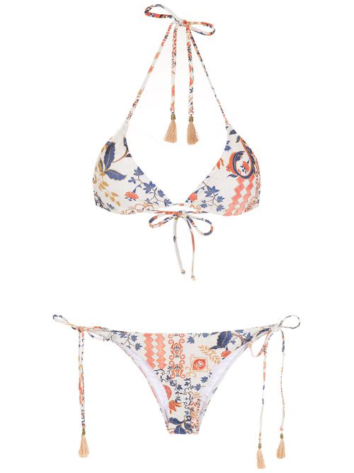 Maya printed tassel-detail bikini - Neutrals