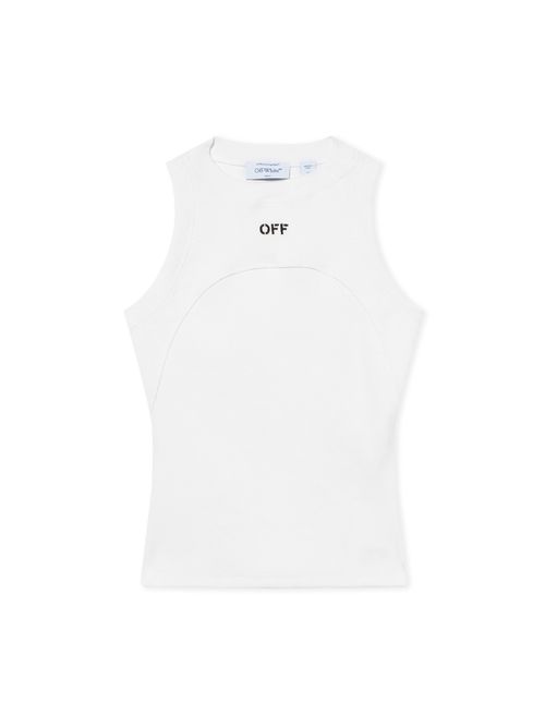 Off Stamp Rib Round Tank Top - Female T-shirts White