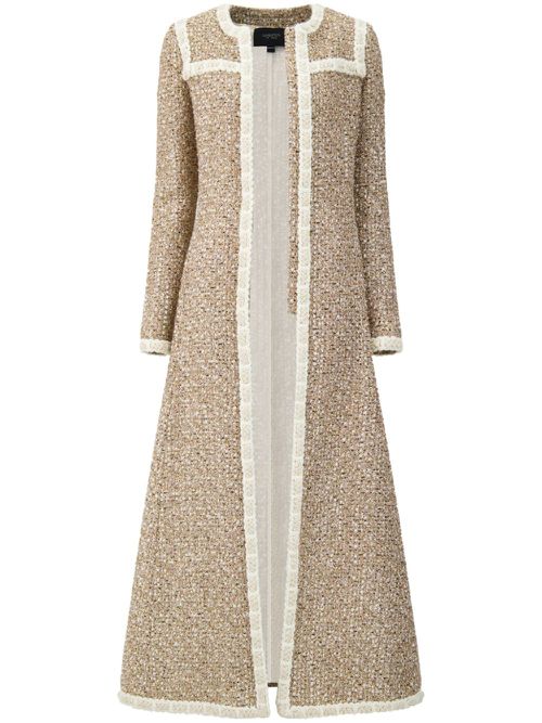 Braided-trim tweed coat - Neutrals
