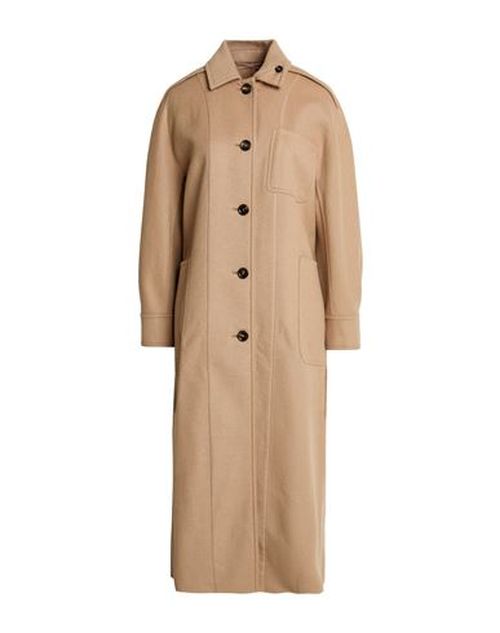 Woman Coat Sand Size 2 Virgin Wool, Cashmere