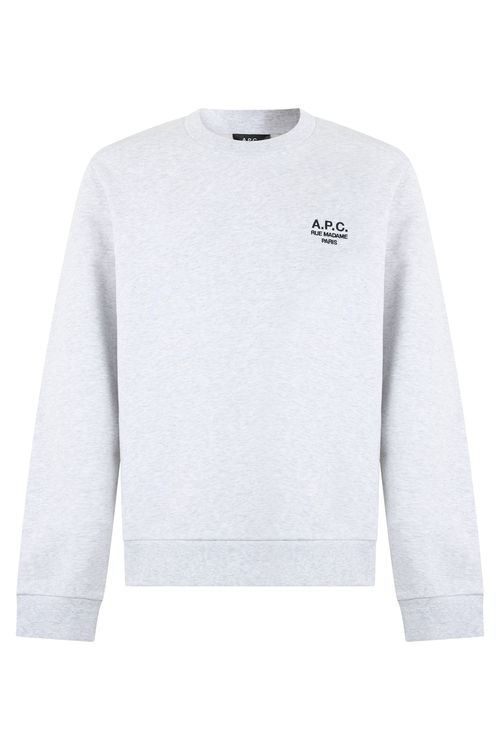 A. P.C. Style Cotton Crewneck Sweatshirt with Embroidered Chest Logo