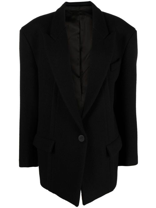 Glen cropped single-breasted coat - Black