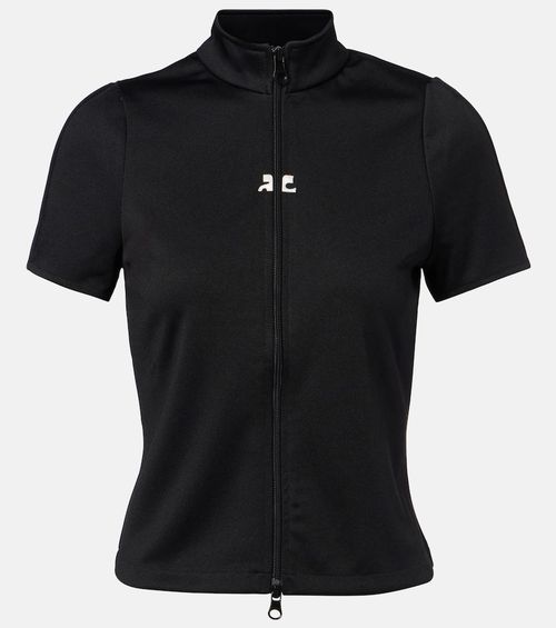 Courrèges Interlock logo zip-up jersey top