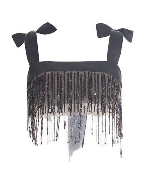Woman Top Black Size 8 Polyamide, Silk