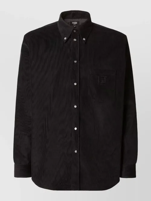 Fendi - button-down corduroy shirt front pocket