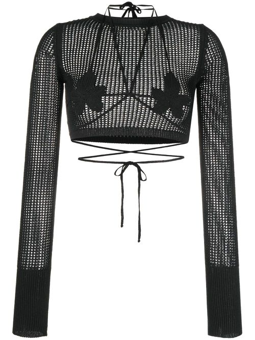 Open-knit crop top - Black