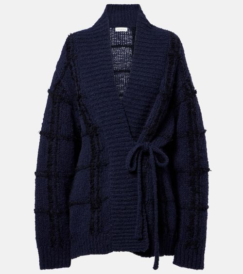 Checked wool cardigan