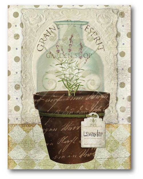 Wall Decor Herbpot Lavendar Artwork
