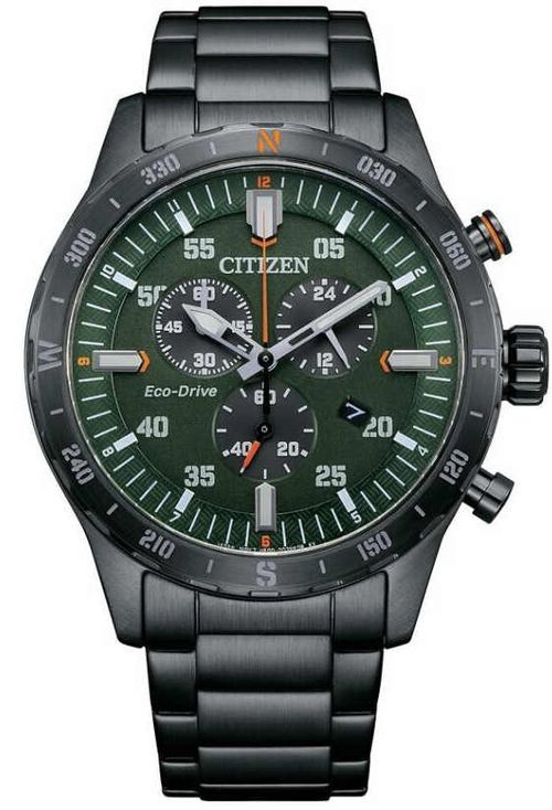 시티즌 오브 휴머니티 남성 Chronograph GMT Eco-Drive Green Dial Mens Watch AT2527-80X