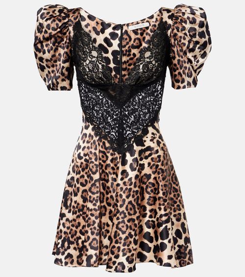 Leopard-print silk satin minidress