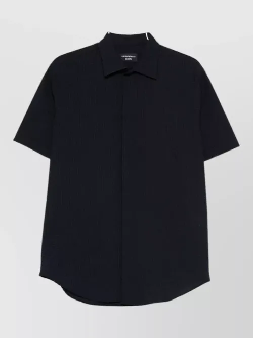 Emporio Armani - straight cut shirt short sleeves textured fabric