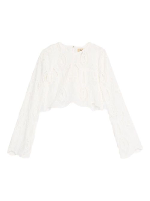 Embroidered crop top - White