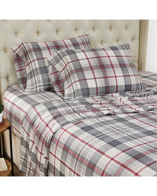 Highland 300 Thread Count Cotton Extra Deep Pocket  Plaid Sheet Set