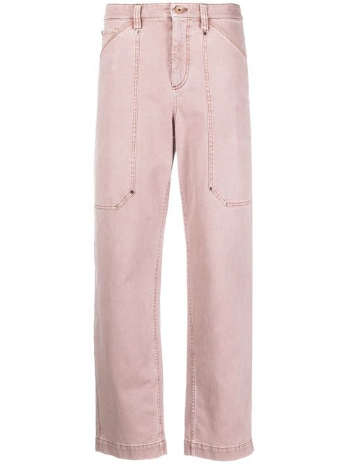 High-waisted straight-leg trousers - Pink