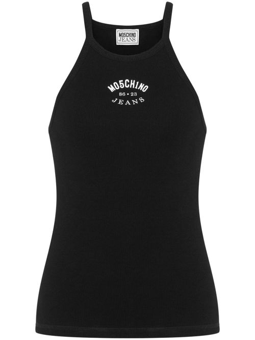 Cotton blend logo tank top - Black