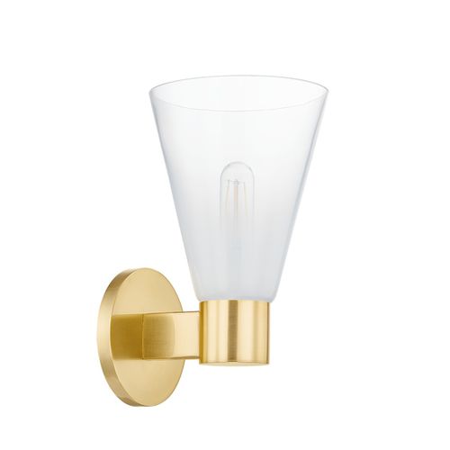 Aged Brass One Light Wall Sconce from the Alma Collection