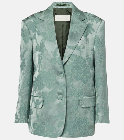 Linen-blend jacquard blazer