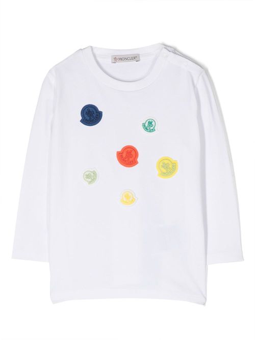 Multi-logo-patch jersey top - White
