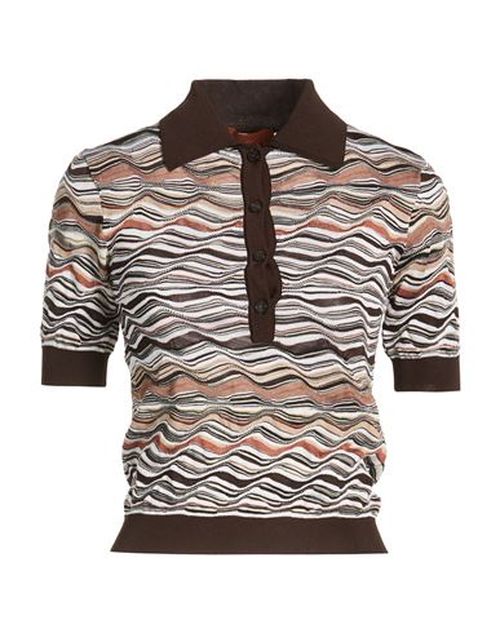 Woman Polo shirt Dark brown Size 0 Viscose, Wool, Polyamide, Elastane