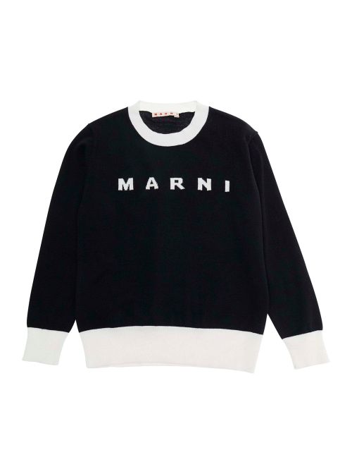 Logo-Embroidered Crew Neck Sweater — Black