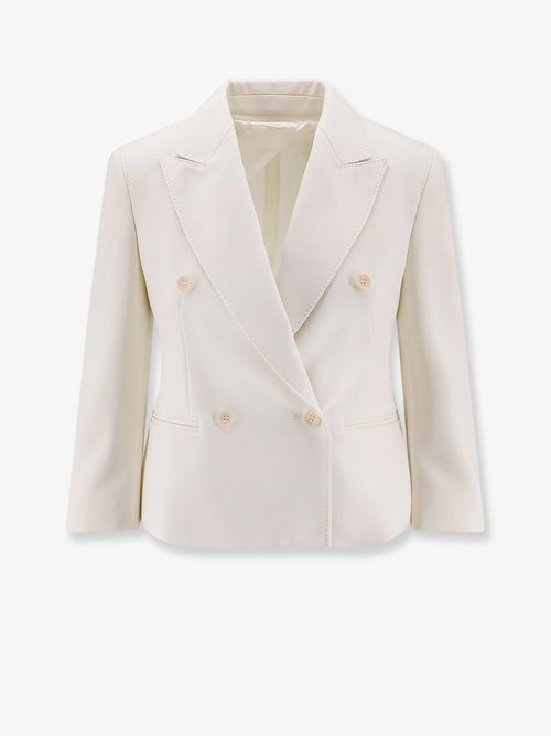 Stretch Virgin Wool Blazer — White