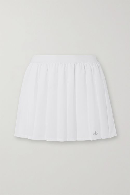 Varsity Pleated Stretch-jersey Tennis Skirt - White