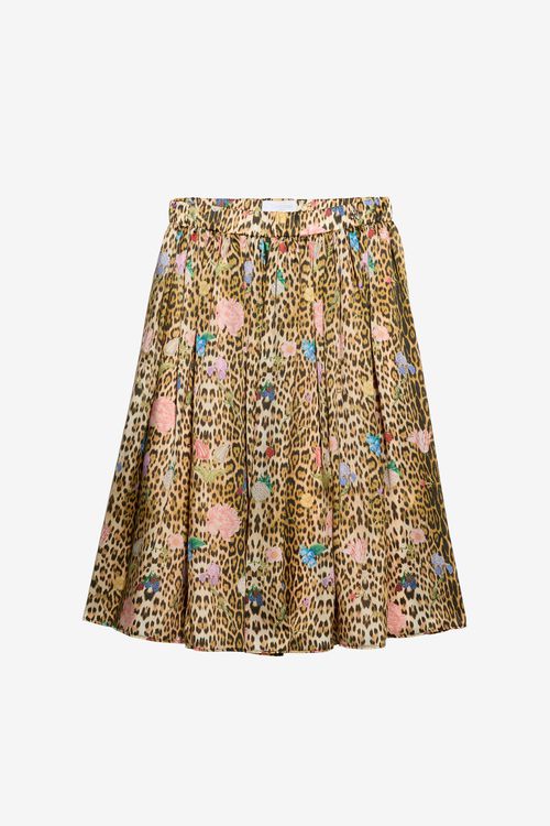 Jaguar Skin Print Silk Skirt