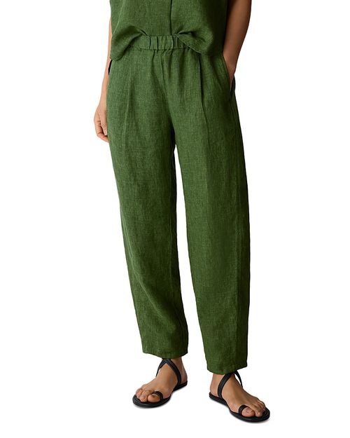 Linen Ankle Pleated Lantern Pants